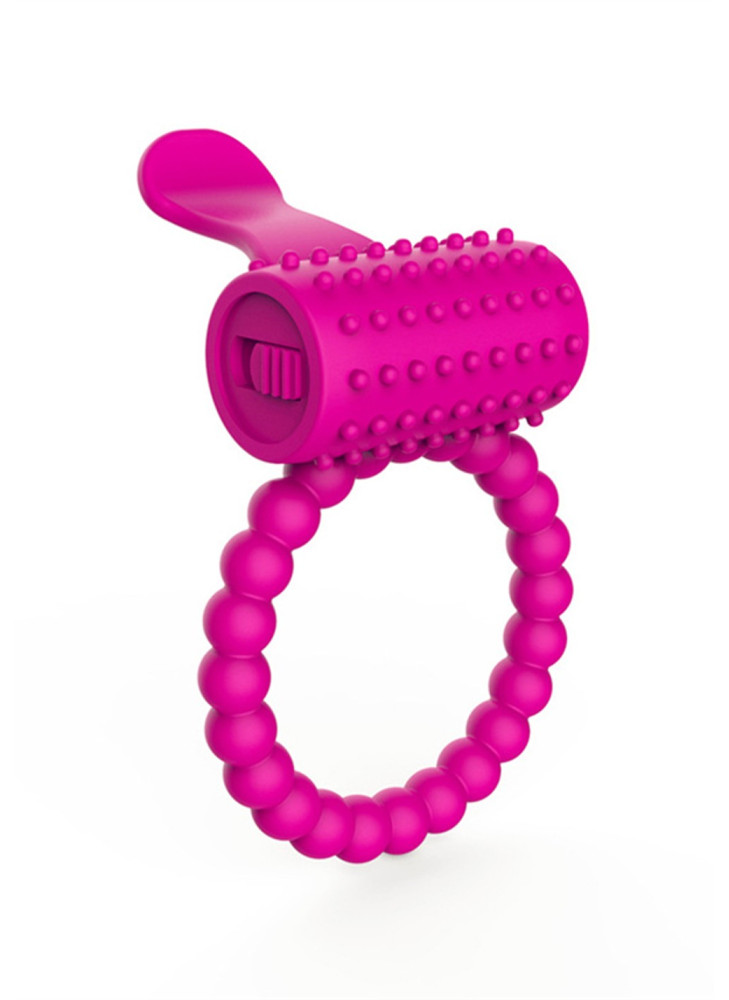 Anneau fuschia vibrant silicone avec langue picot - COR-018PNK